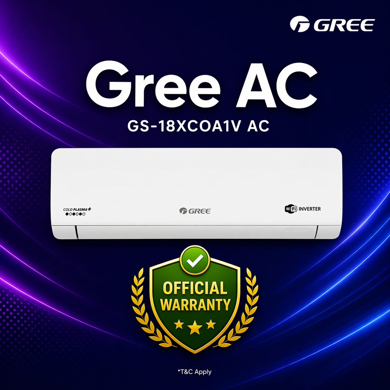 Gree Cosmo 1.5 Ton Inverter Split Type Air Conditioner (GS-18XCOA1V)