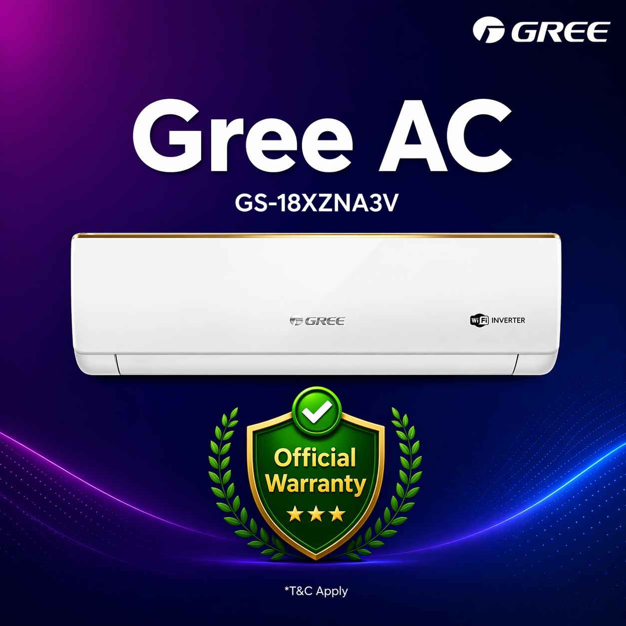 Gree Zeno 1.5 Ton Inverter Split Type Air Conditioner (GS-18XZNA3V)