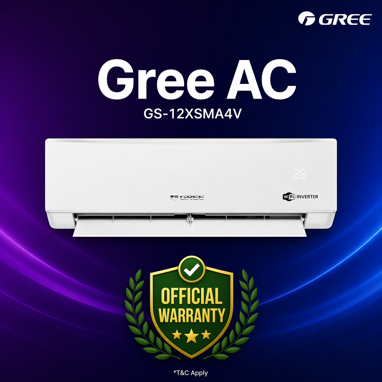 Gree Shimo 1 Ton Inverter Split Type Air Conditioner (GS-12XSMA4V)