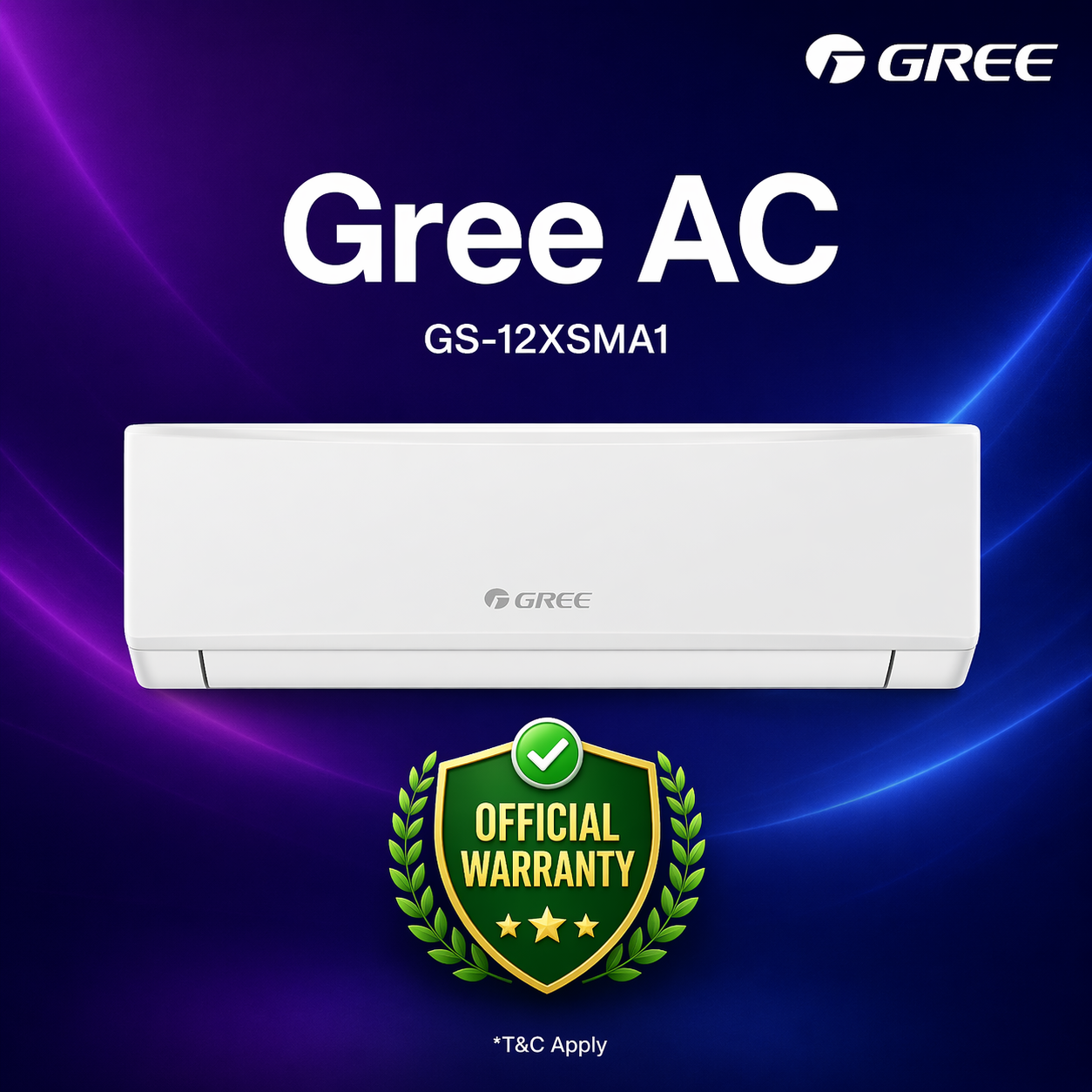 Gree 1.0 Ton Official Shimo Split Type Non Inverter Air Conditioner GS-12XSMA1