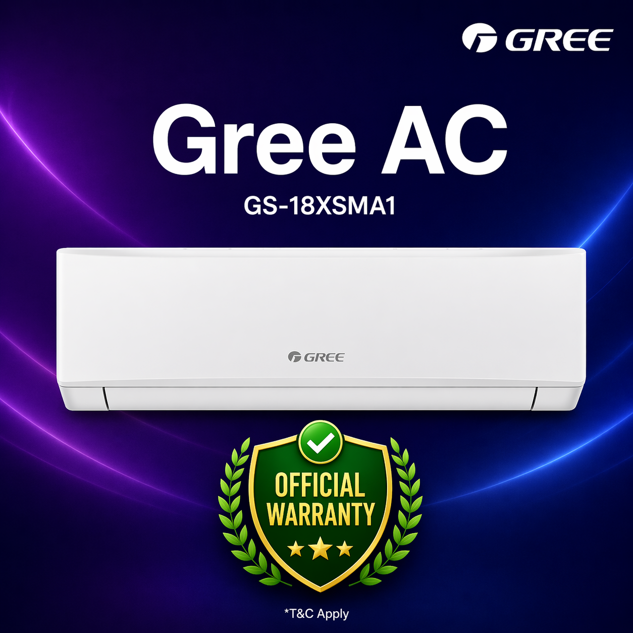 Gree 1.5 Ton Official Shimo Split Type Non Inverter Air Conditioner GS-18XSMA1