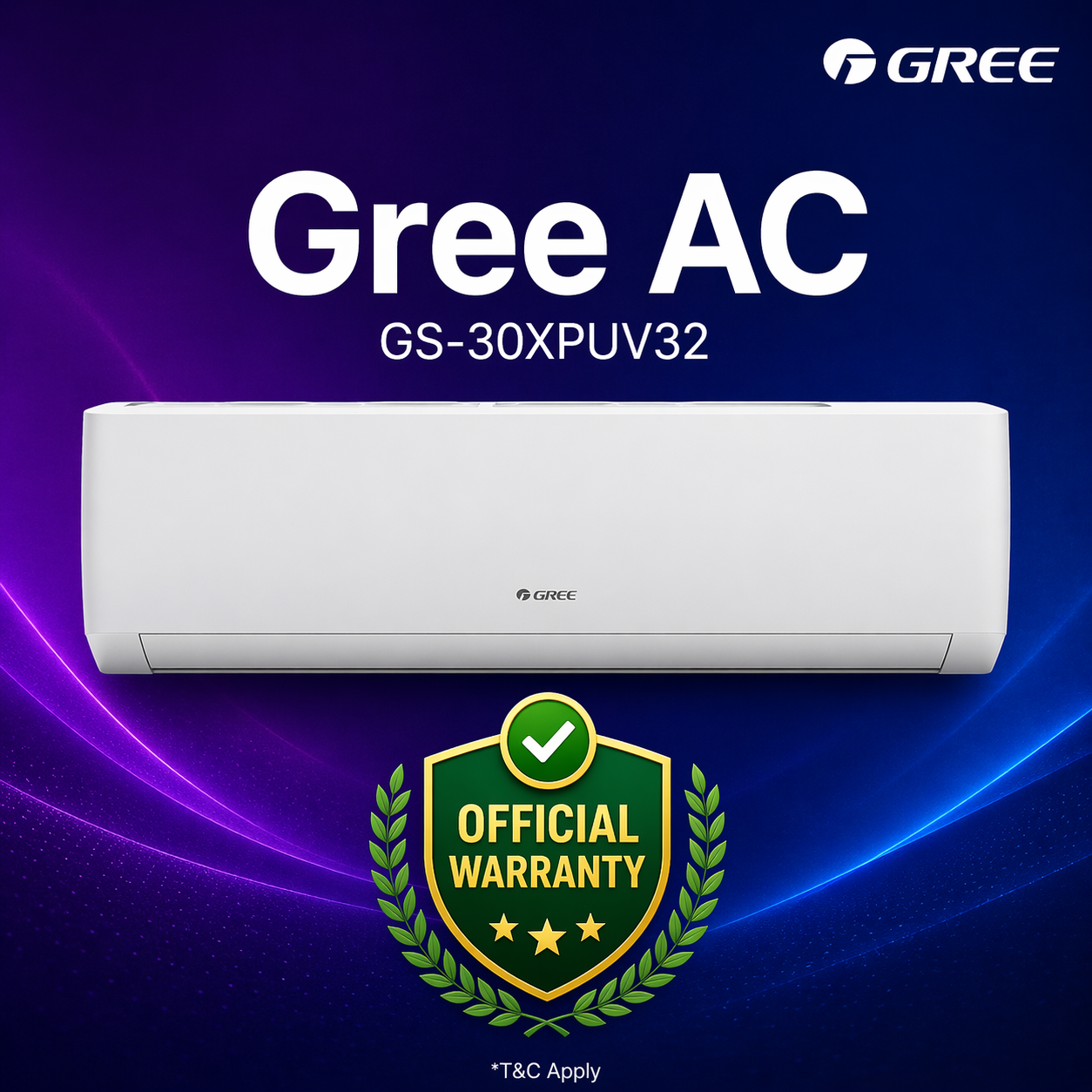 GS-30XPUV32-Gree Pular Split Type Air Conditioner (2.5 Ton Inverter)