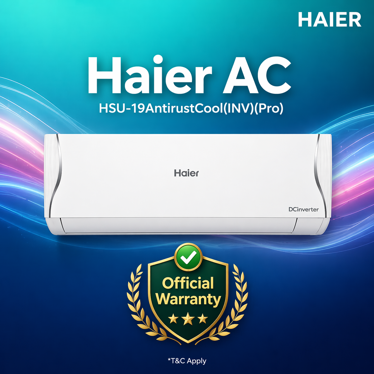 Haier 1.6 Ton AntirustCool Inverter Pro Wifi Control Air Conditioner HSU-19AntirustCool(INV)(Pro)