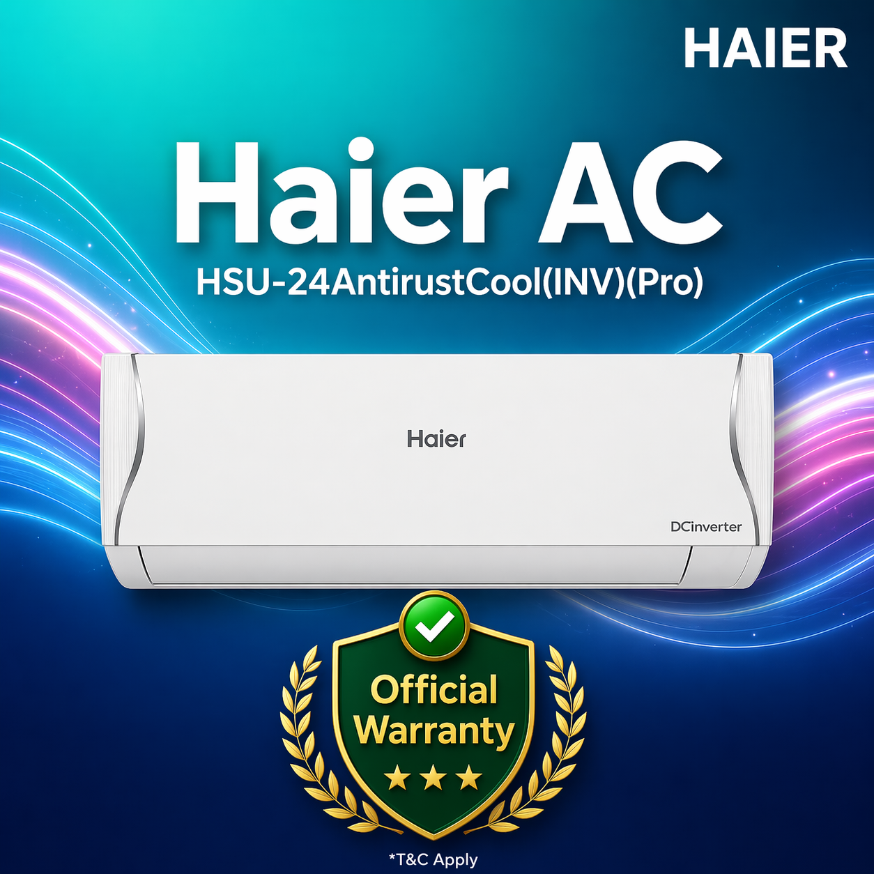 Haier 2 Ton AntirustCool Inverter Pro Wi-Fi Control Air Conditioner HSU-24AntirustCool(INV)(Pro)