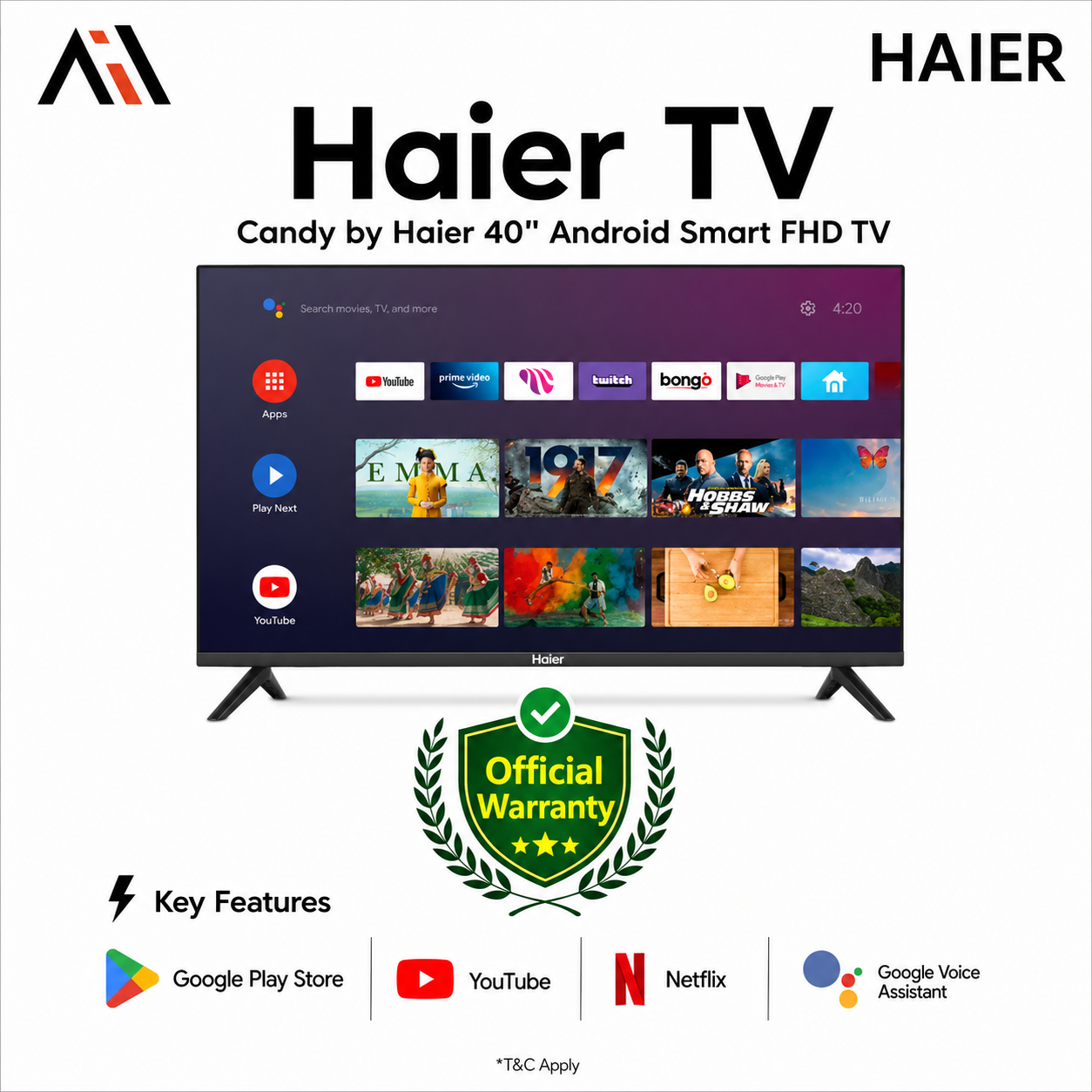 Candy by Haier 40″ Android Smart FHD TV