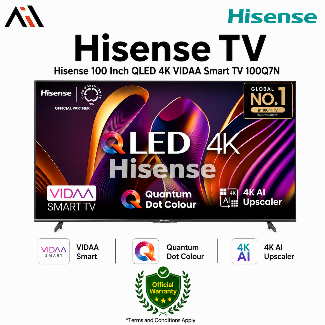 Hisense 100 Inch QLED 4K VIDAA Smart TV 100Q7N