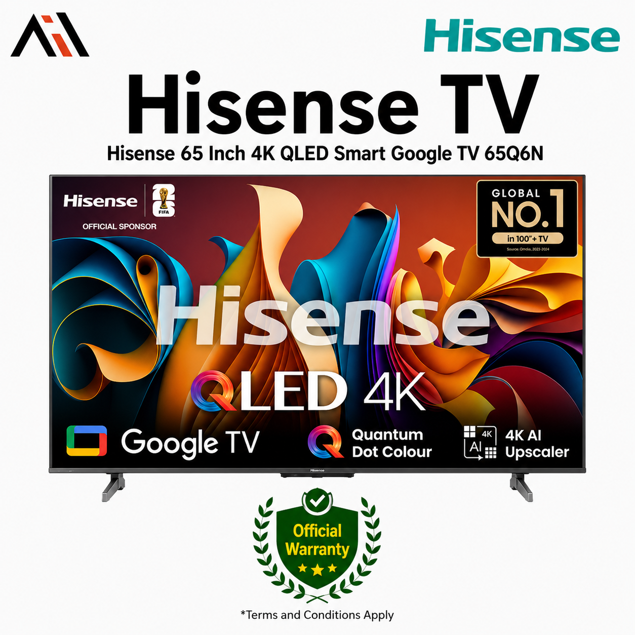 Hisense 65 Inch 4K QLED Smart Google TV 65Q6N