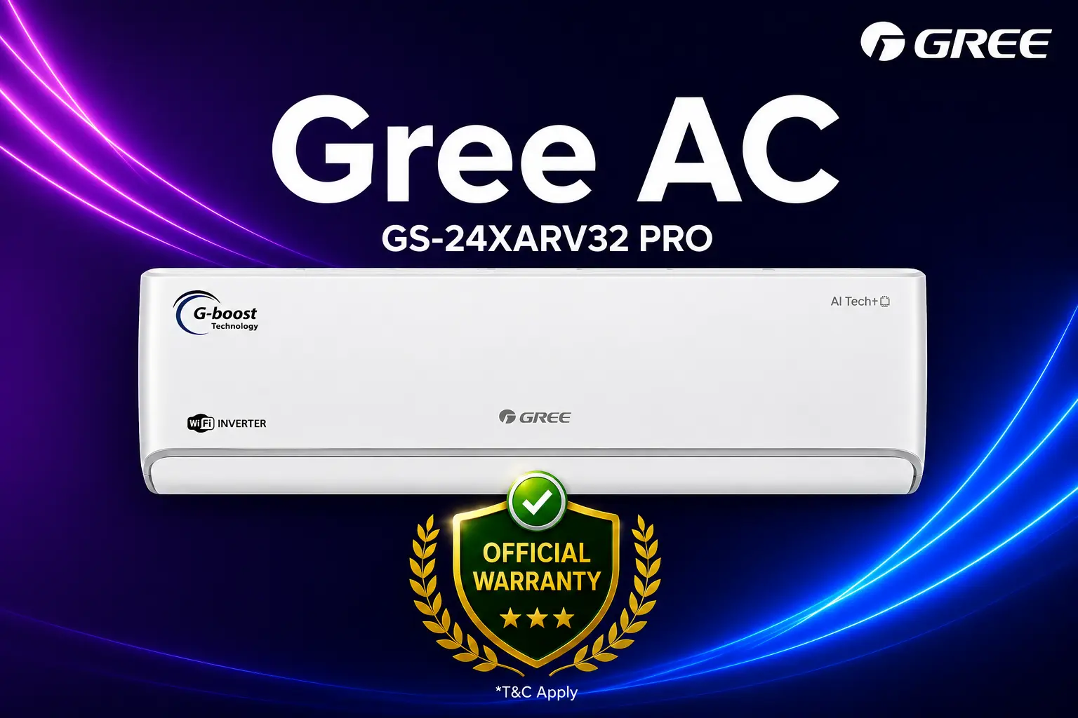 GREE Airy Split Air Conditioner Inverter (2.0 TON) GS-24XARV32 PRO